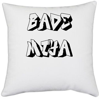                       UDNAG White Polyester 'Brother | Bade Miya' Pillow Cover [16 Inch X 16 Inch]                                              