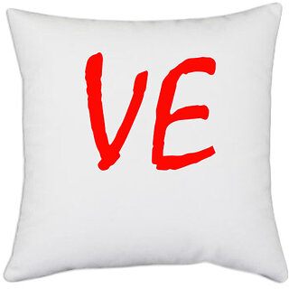                       UDNAG White Polyester 'Couple | Ve' Pillow Cover [16 Inch X 16 Inch]                                              