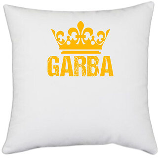                       UDNAG White Polyester 'Gujju | Garba' Pillow Cover [16 Inch X 16 Inch]                                              