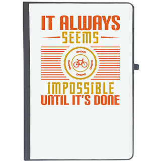                       UDNAG Ruled Notebook Diary 'Biker | it always seems impossible until its done', [A5 80Pages 80GSM]                                              