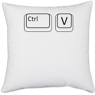                       UDNAG White Polyester 'Couple | Control Paste' Pillow Cover [16 Inch X 16 Inch]                                              