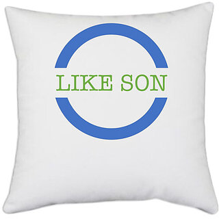                       UDNAG White Polyester 'Son Daughter | Like Son' Pillow Cover [16 Inch X 16 Inch]                                              