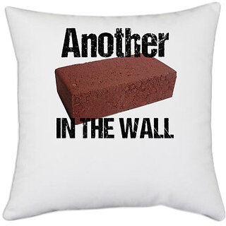                       UDNAG White Polyester 'Brick | Another brick in the wall' Pillow Cover [16 Inch X 16 Inch]                                              