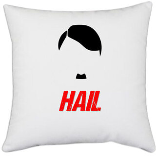                       UDNAG White Polyester 'Hit*er | Hail' Pillow Cover [16 Inch X 16 Inch]                                              