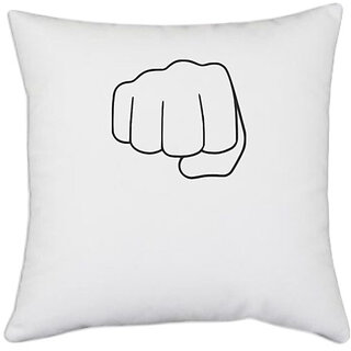                       UDNAG White Polyester 'fist bumb' Pillow Cover [16 Inch X 16 Inch]                                              
