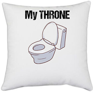                       UDNAG White Polyester 'My Throne' Pillow Cover [16 Inch X 16 Inch]                                              