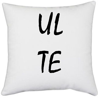                       UDNAG White Polyester 'Couple | UL TE' Pillow Cover [16 Inch X 16 Inch]                                              