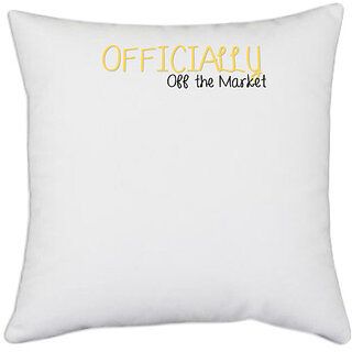                       UDNAG White Polyester 'Officially off the market' Pillow Cover [16 Inch X 16 Inch]                                              