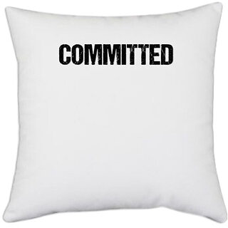                       UDNAG White Polyester 'Committed' Pillow Cover [16 Inch X 16 Inch]                                              