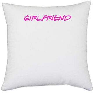                       UDNAG White Polyester 'Couple | Girlfriend' Pillow Cover [16 Inch X 16 Inch]                                              