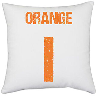                       UDNAG White Polyester 'Navratri | Orange' Pillow Cover [16 Inch X 16 Inch]                                              