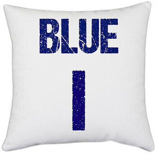                       UDNAG White Polyester 'Navratri | Blue' Pillow Cover [16 Inch X 16 Inch]                                              