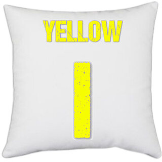                       UDNAG White Polyester 'Navratri | Yellow' Pillow Cover [16 Inch X 16 Inch]                                              