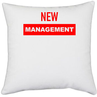                       UDNAG White Polyester 'Couple | New Management' Pillow Cover [16 Inch X 16 Inch]                                              