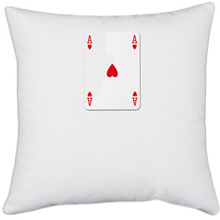                       UDNAG White Polyester 'Card' Pillow Cover [16 Inch X 16 Inch]                                              