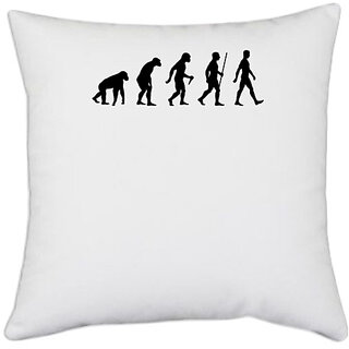                       UDNAG White Polyester 'Ancient Man' Pillow Cover [16 Inch X 16 Inch]                                              