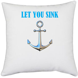                       UDNAG White Polyester 'Couple | Let you sink' Pillow Cover [16 Inch X 16 Inch]                                              