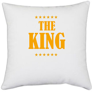                       UDNAG White Polyester 'Couple | A King' Pillow Cover [16 Inch X 16 Inch]                                              