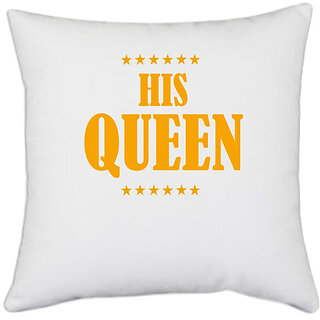                       UDNAG White Polyester 'Couple | The Queen' Pillow Cover [16 Inch X 16 Inch]                                              