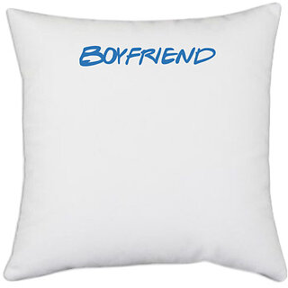                       UDNAG White Polyester 'Couple | Boyfriend' Pillow Cover [16 Inch X 16 Inch]                                              