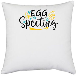                       UDNAG White Polyester 'Easter | Egg Specting 2' Pillow Cover [16 Inch X 16 Inch]                                              