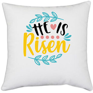 UDNAG White Polyester 'Risen' Pillow Cover [16 Inch X 16 Inch]