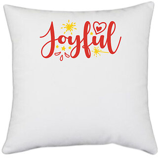                       UDNAG White Polyester 'Christmas Santa | joyful3' Pillow Cover [16 Inch X 16 Inch]                                              