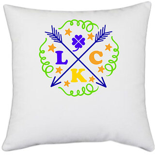                       UDNAG White Polyester 'Lock | luck' Pillow Cover [16 Inch X 16 Inch]                                              