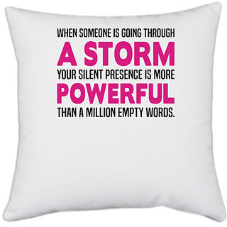                       UDNAG White Polyester 'Nurse | Silence presence is more powerful' Pillow Cover [16 Inch X 16 Inch]                                              