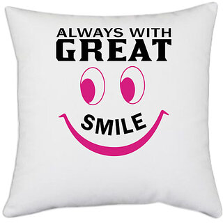                      UDNAG White Polyester 'Nurse | Always with great smile' Pillow Cover [16 Inch X 16 Inch]                                              