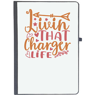                       UDNAG Ruled Notebook Diary 'Charger | livin that charger life', [A5 80Pages 80GSM]                                              