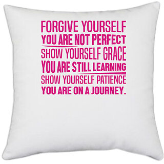                       UDNAG White Polyester 'Nurse | Not perfect grace still learning patience journey' Pillow Cover [16 Inch X 16 Inch]                                              