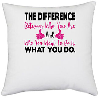                       UDNAG White Polyester 'Nurse | Differance between who you are and what you do' Pillow Cover [16 Inch X 16 Inch]                                              