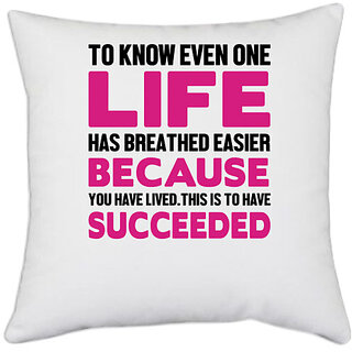                       UDNAG White Polyester 'Nurse | Life because succeeded' Pillow Cover [16 Inch X 16 Inch]                                              