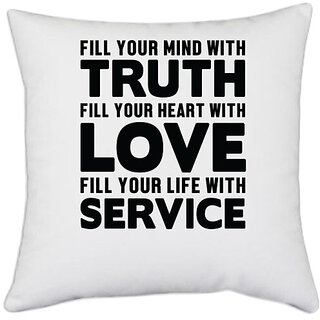                       UDNAG White Polyester 'Nurse | Truth love service' Pillow Cover [16 Inch X 16 Inch]                                              
