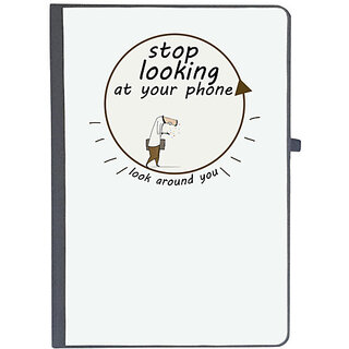                       UDNAG Ruled Notebook Diary 'Mobile | Stop looking at your phone look around you', [A5 80Pages 80GSM]                                              
