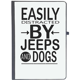                       UDNAG Ruled Notebook Diary 'Dog | Easily distracted by jeeps', [A5 80Pages 80GSM]                                              