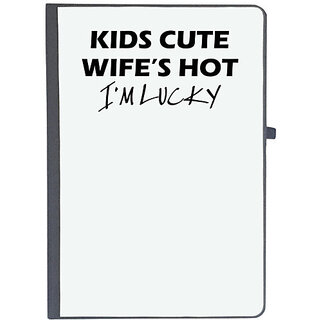                       UDNAG Ruled Notebook Diary 'Wife | kids cute wife's hot i'm lucky', [A5 80Pages 80GSM]                                              