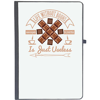                       UDNAG Ruled Notebook Diary 'Chocolate | Life without books, chocolate & coffee is just useless', [A5 80Pages 80GSM]                                              