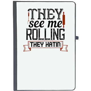                       UDNAG Ruled Notebook Diary 'Cooking | they see me rolling they hatin', [A5 80Pages 80GSM]                                              