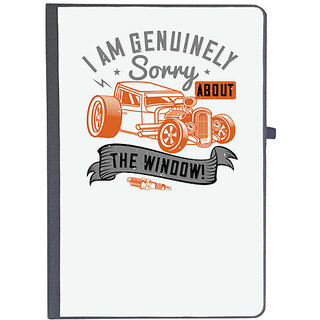                      UDNAG Ruled Notebook Diary 'Hot Rod Car | I am genuinely sorry about the window!', [A5 80Pages 80GSM]                                              