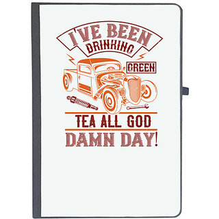                       UDNAG Ruled Notebook Diary 'Hot Rod Car | I've been drinking green tea all damn day!', [A5 80Pages 80GSM]                                              
