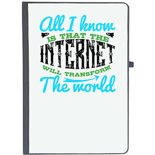                       UDNAG Ruled Notebook Diary 'Internet | All I know is that the Internet will transform the world', [A5 80Pages 80GSM]                                              