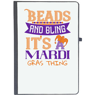                       UDNAG Ruled Notebook Diary 'Mardi Gras | Beads and bling, it's a Mardi Gras thing', [A5 80Pages 80GSM]                                              