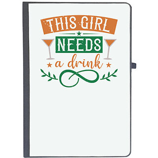                       UDNAG Ruled Notebook Diary 'Mardi Gras | this girl needs a drink', [A5 80Pages 80GSM]                                              