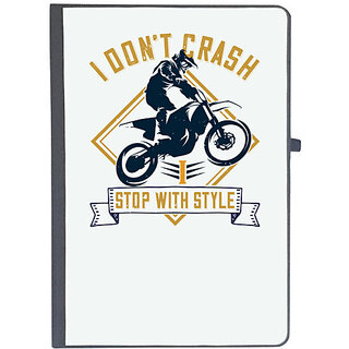                       UDNAG Ruled Notebook Diary 'Motor Cycle | I dont crash. I stop with style', [A5 80Pages 80GSM]                                              