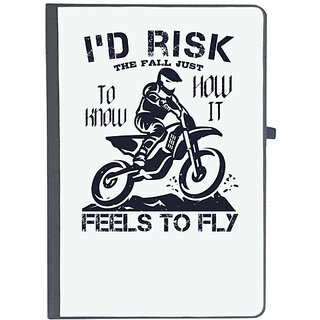                       UDNAG Ruled Notebook Diary 'Motor Cycle | Id risk the fall just to know how it feels to fly 2', [A5 80Pages 80GSM]                                              