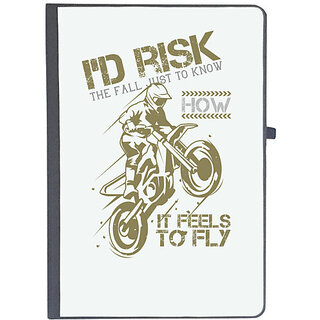                       UDNAG Ruled Notebook Diary 'Motor Cycle | Id risk the fall just to know how it feels to fly', [A5 80Pages 80GSM]                                              