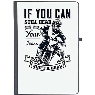                       UDNAG Ruled Notebook Diary 'Motor Cycle | If you can still hear your fears, shift a gear', [A5 80Pages 80GSM]                                              