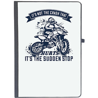                       UDNAG Ruled Notebook Diary 'Motor Cycle | Its not the crash that hurts, its the sudden stop', [A5 80Pages 80GSM]                                              